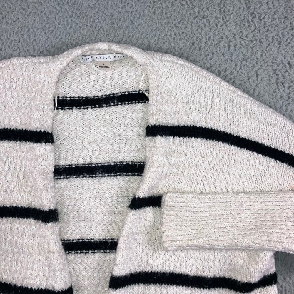 HYFVE Open Front Long‎ Cardigan Sweater Women Large Striped Knit Casual Cozy